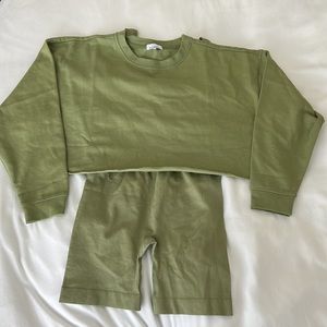 weworewhat romper and matching cropped sweatshirt